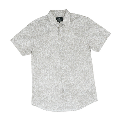 Gray Print Short Sleeve Button Down