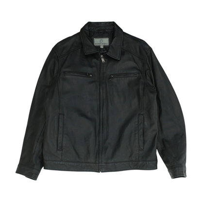 Black Solid Leather Jacket