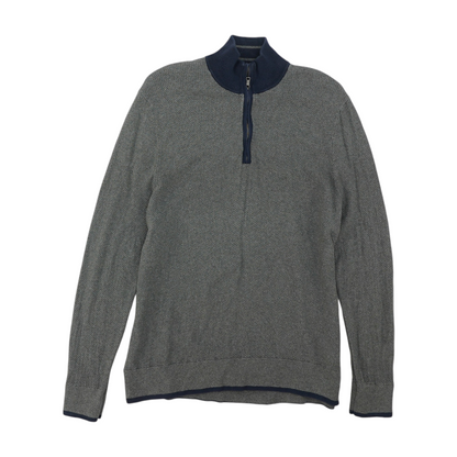 Gray Solid 1/4 Zip Sweater