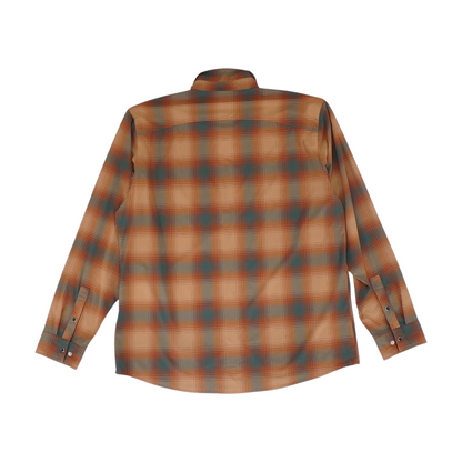 Orange Plaid Long Sleeve Button Down