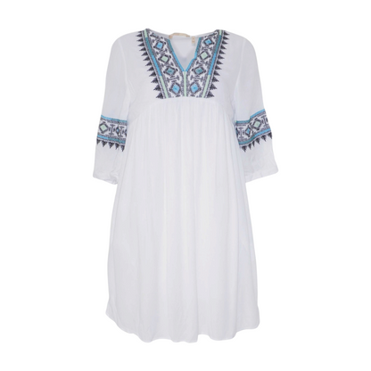 White Petite Abstract Mini Dress