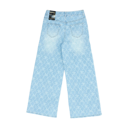 Blue Print Wide Leg Jeans