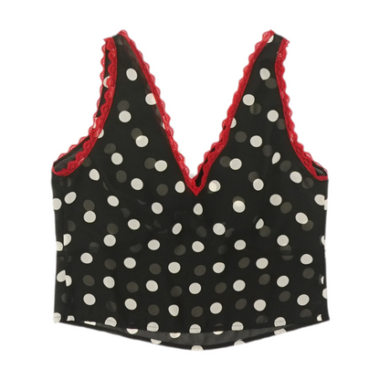 Black Polka Dot Pajama Top