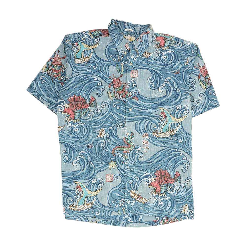 Blue Print Short Sleeve Button Down