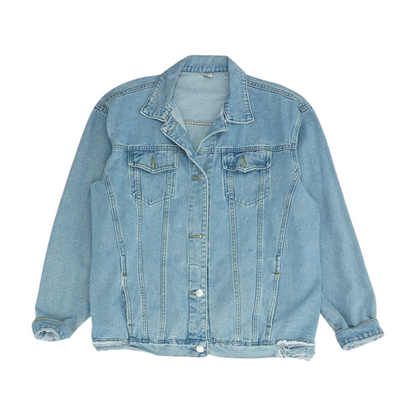 Blue Solid Denim Jacket