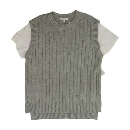 Gray Solid Short Sleeve Sweater