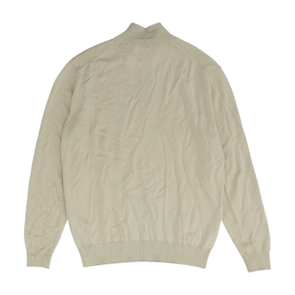 Beige Solid 1/4 Zip Sweater