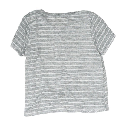 Gray Striped V Neck Knit Top