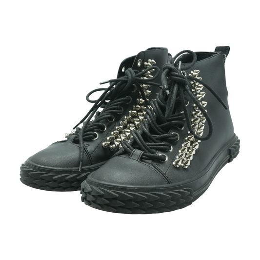 Black Blabber Studded Leather High-Top Sneakers High-Top Athletic Shoes