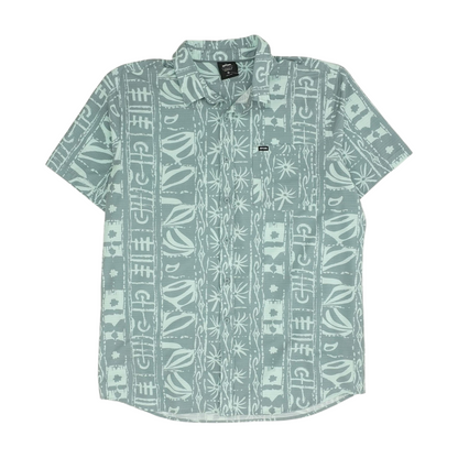 Gray Print Short Sleeve Button Down