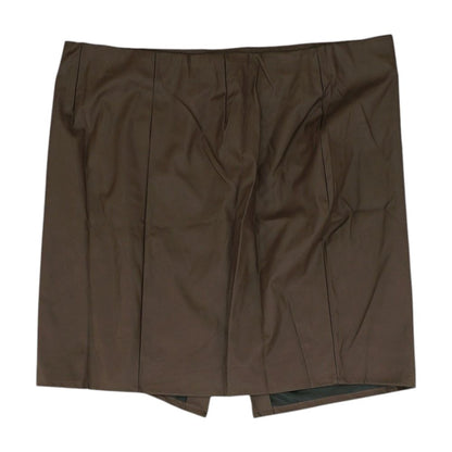 Brown Solid Midi Skirt