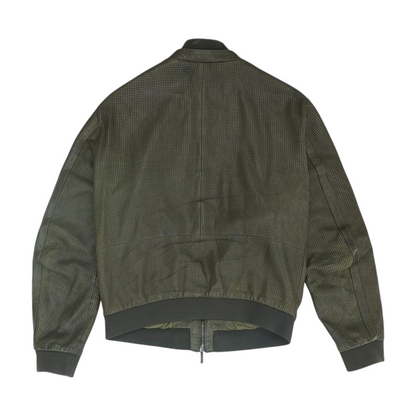 Green Solid Leather Jacket