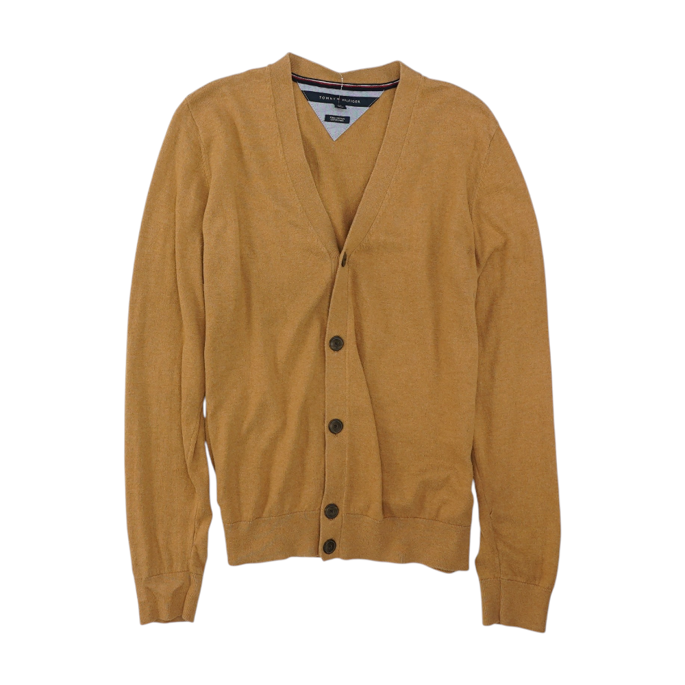 Tan Solid Cardigan Sweater