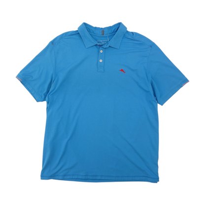 Blue Solid Short Sleeve Polo