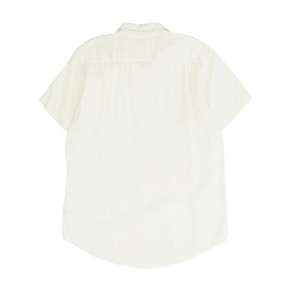 White Solid Short Sleeve Button Down