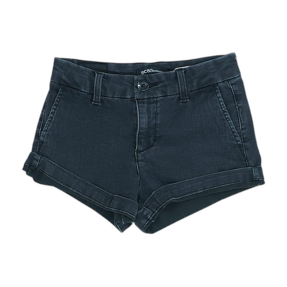 Black Solid Denim Shorts
