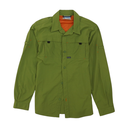 Green Solid Outdoor Button Down