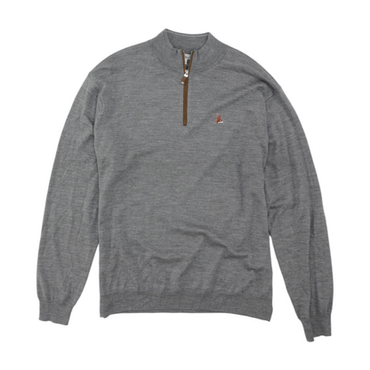 Gray Solid 1/4 Zip Sweater