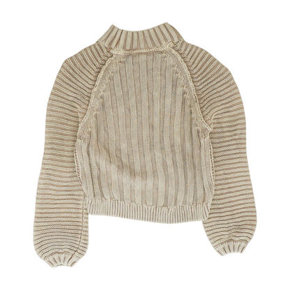 Beige Striped Pullover Sweater