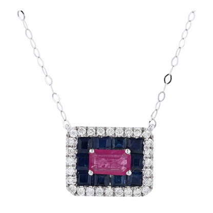 1/2 ctw 14K White Gold Ruby Pendant Necklace