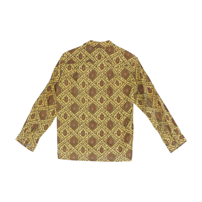 Brown Print Long Sleeve Button Down