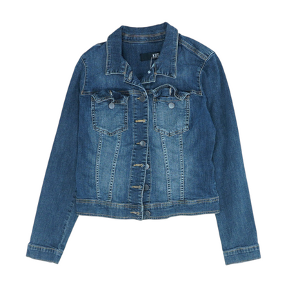 Blue Solid Denim Jacket