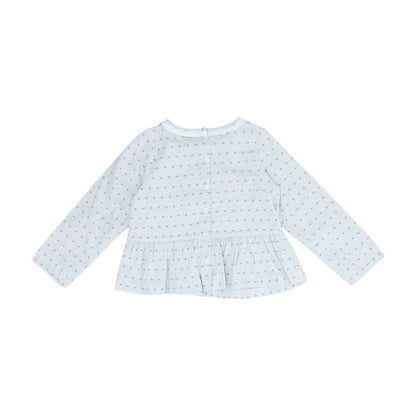 Blue Polka Dot Long Sleeve Blouse