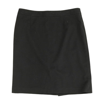Black Solid Midi Skirt