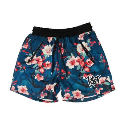 Teal Floral Active Shorts