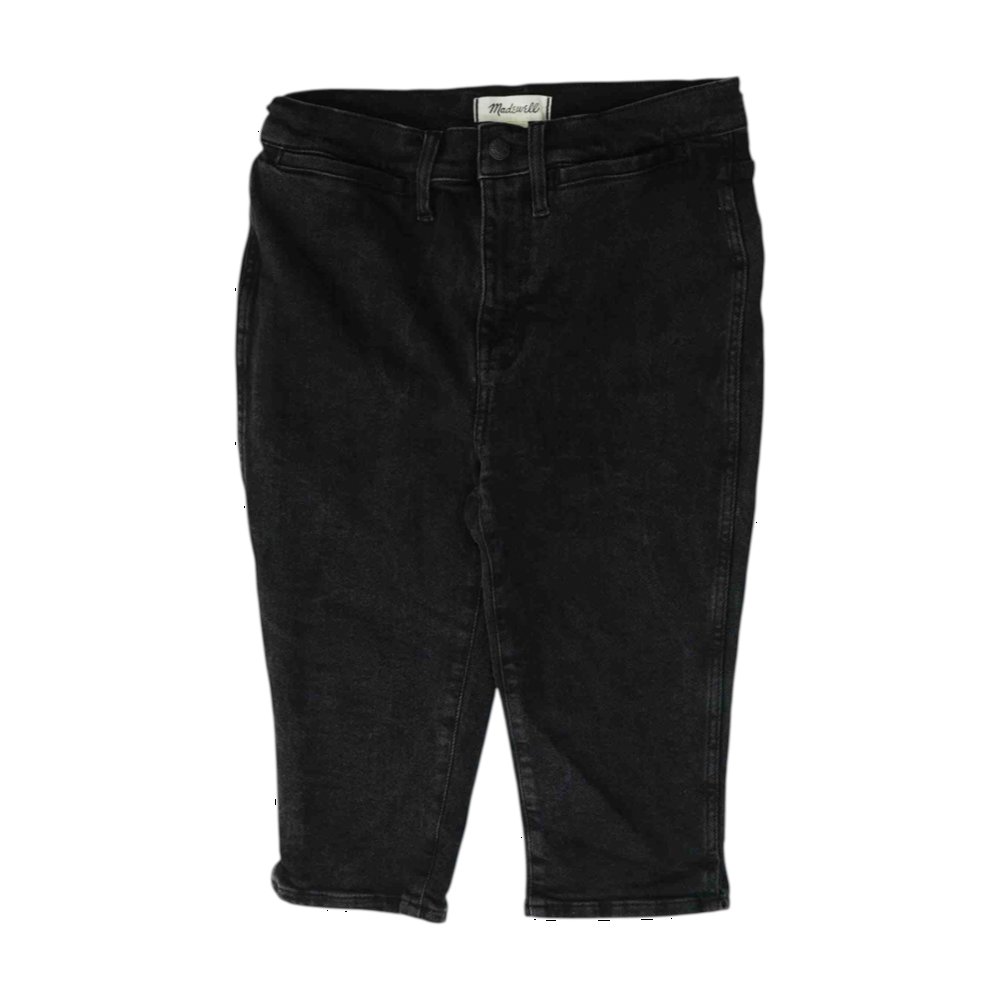 Black Solid Denim Shorts