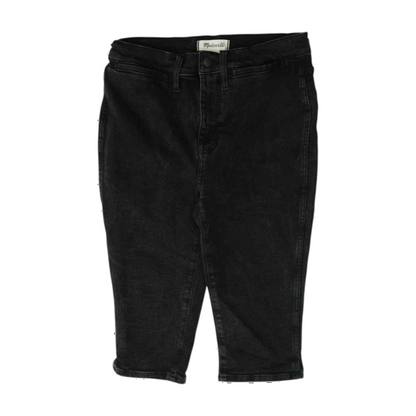 Black Solid Denim Shorts