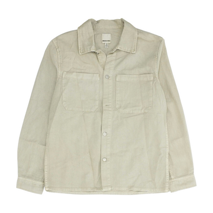 Beige Solid Long Sleeve Button Down