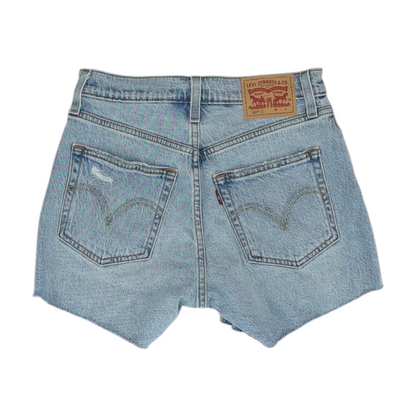 Blue Solid Denim Shorts