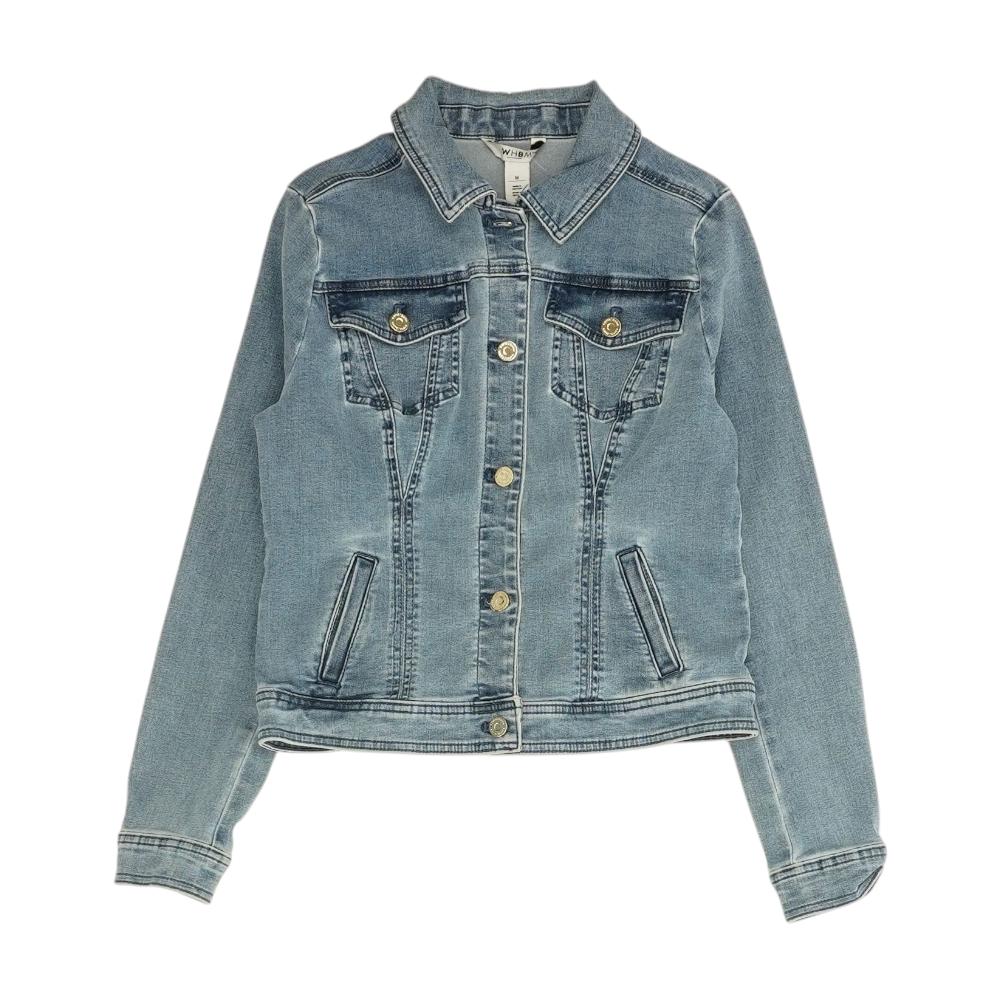Blue Solid Denim Jacket