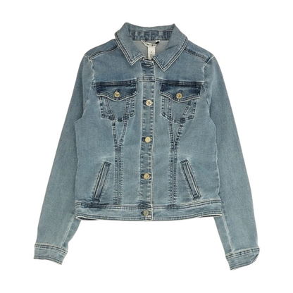 Blue Solid Denim Jacket