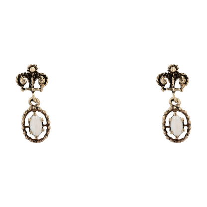 14K Yellow Gold Opal Drop Earrings