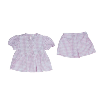 Pink Check Short Set