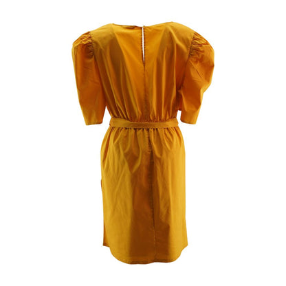 Orange Solid Midi Dress