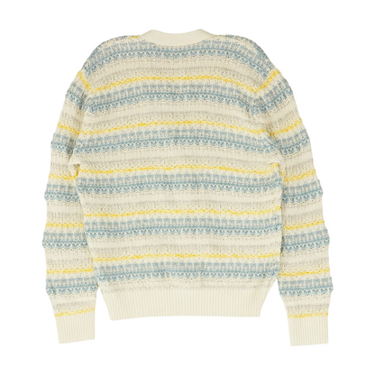 Ivory Striped Cardigan Sweater