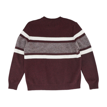 Maroon Striped Pullover Sweater