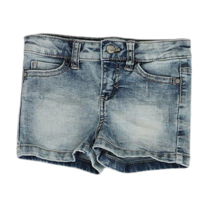 Blue Solid Denim Shorts