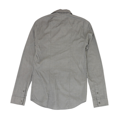 Gray Solid Long Sleeve Button Down