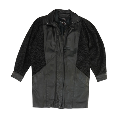 Vintage Black Solid Leather Jacket
