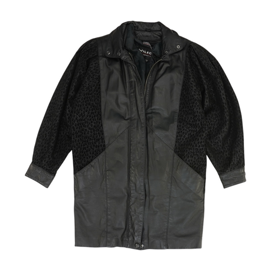 Vintage Black Solid Leather Jacket