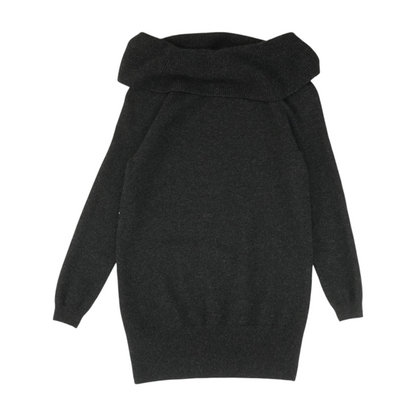 Black Solid Cowl Neck Sweater