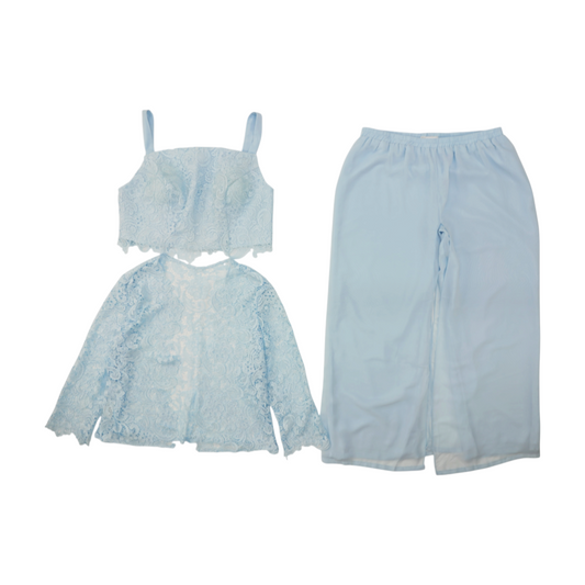 Blue Solid Pant Set