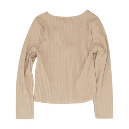 Pink Solid Crewneck Knit Top