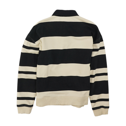 Navy Striped Long Sleeve Polo