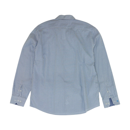White Abstract Long Sleeve Button Down