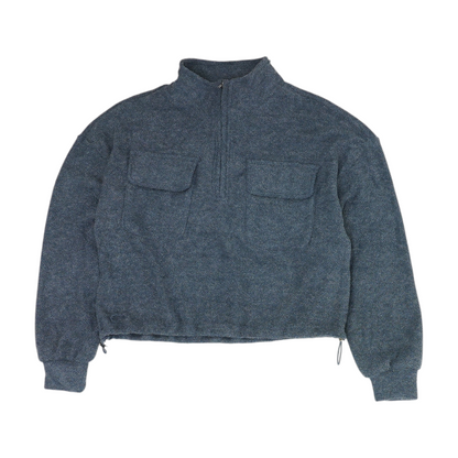 Blue Solid 1/4 Zip Pullover